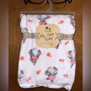 Bershire Baby Blanket Featuring Pink Ballerina Elephants And Bows